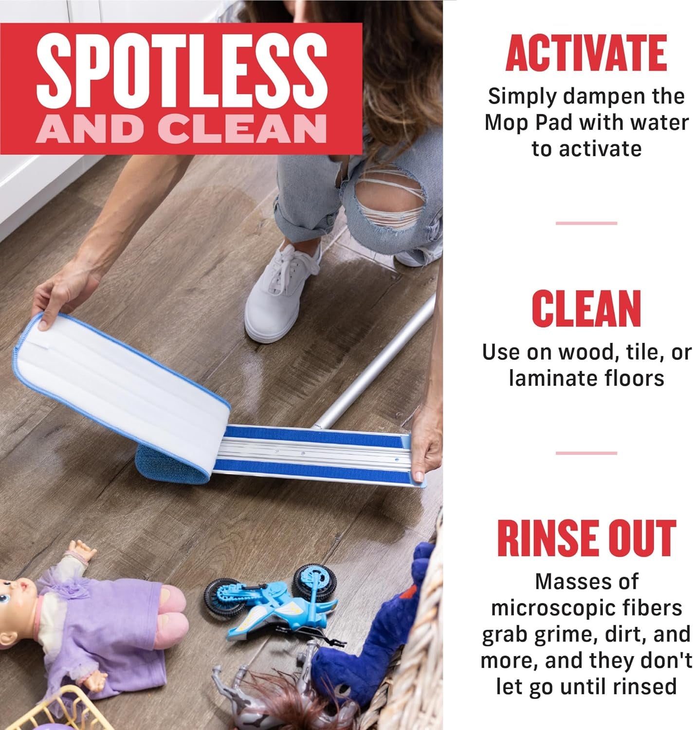 E-Cloth Deep Clean Mop, Microfiber Mop, Perfect Floor Cleaner for Hardwood, Laminate, Tile and Stone Flooring, Washable and Reusable, 100 Wash Promise