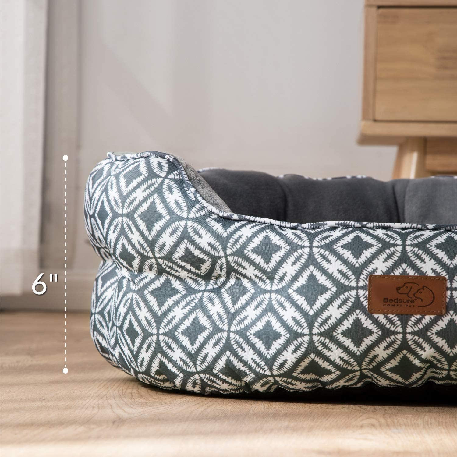 Bedsure Small Dog Bed for Small Dogs, Indoor Cats, round Super Soft Plush Flannel Washable Puppy Beds, Slip-Resistant Oxford Bottom, Coin Print Grey
