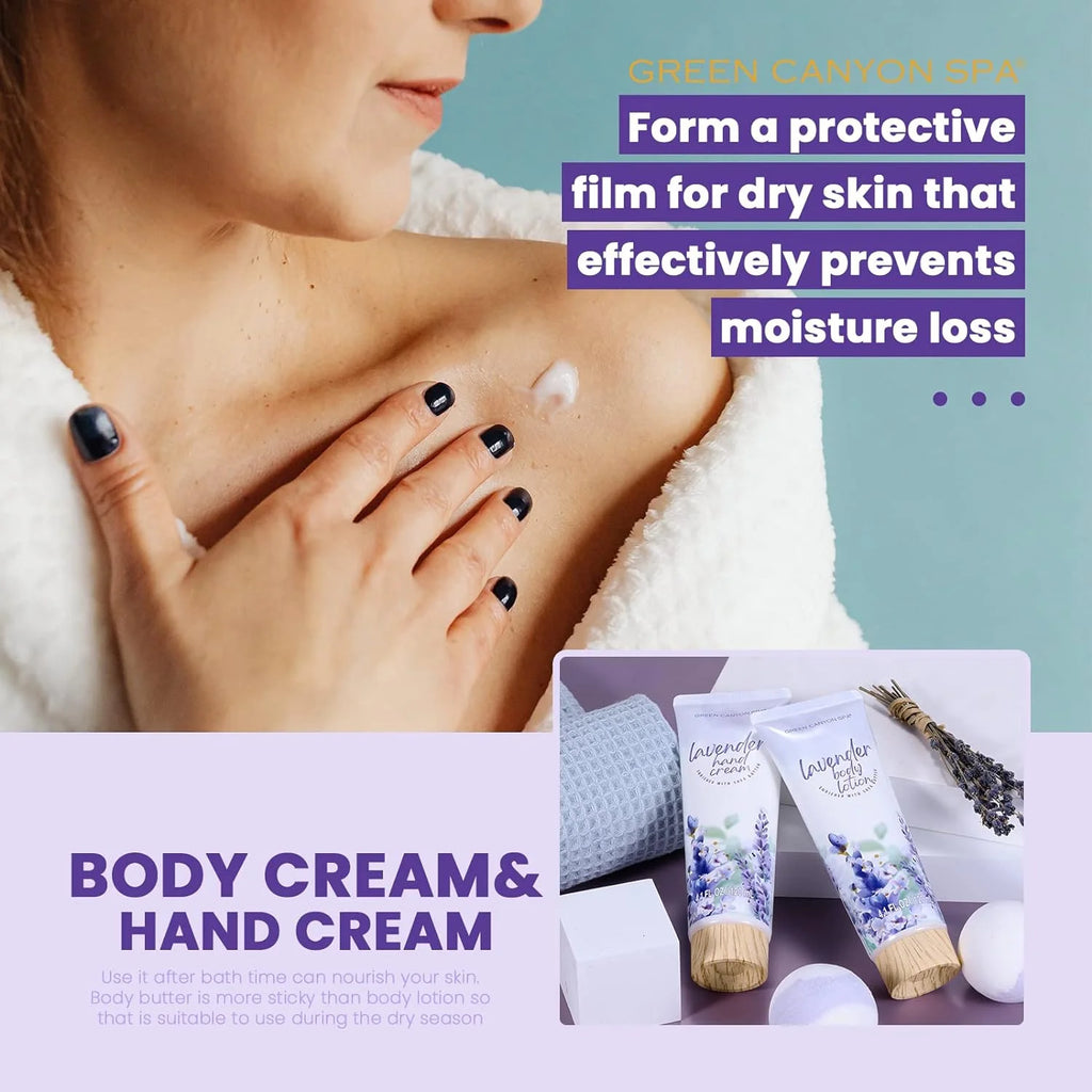 Bath Gift Sets for Women, 11Pcs Lavender Spa Baskets Gift Kits, Relaxing Valentines Day Birthday Gifts for Mom Her