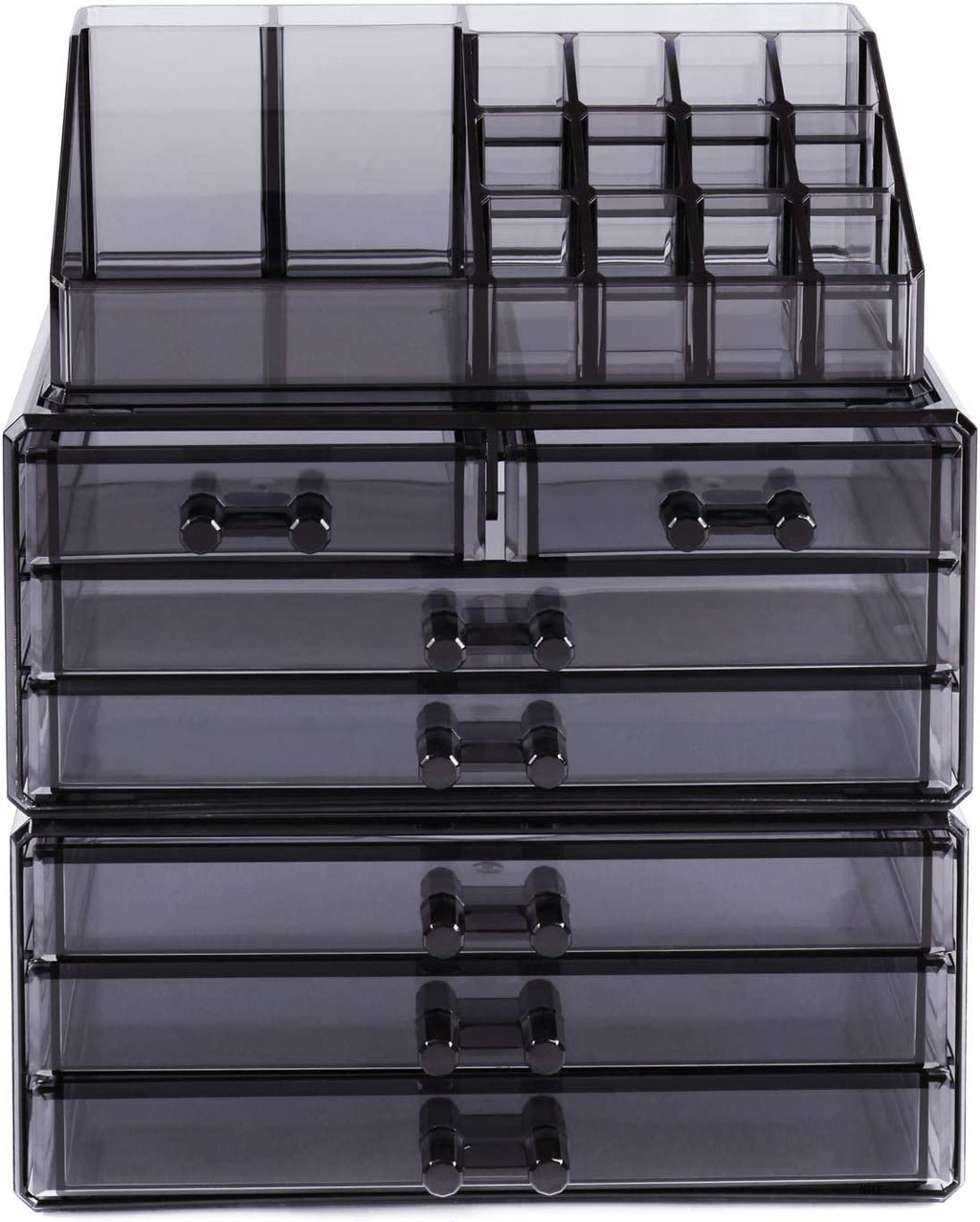 Ikee Design Cosmetics Makeup and Jewelry Storage Case Display, Stylish Bathroom Case Great for Lipstick, Nail Polish, Brushes, Jewelry and More, Overall: 9 1/4"W X 5 3/8"D X 11 5/8"H, Gray