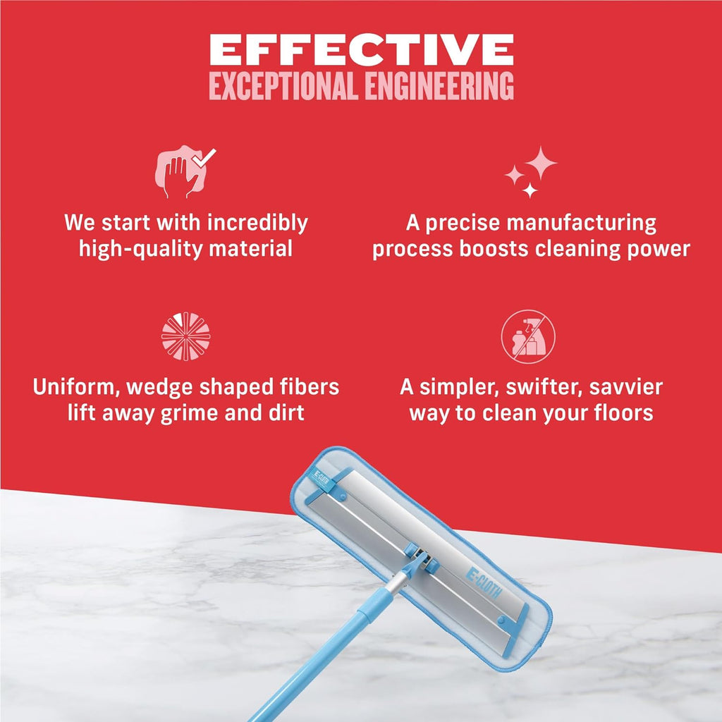 E-Cloth Deep Clean Mop, Microfiber Mop, Perfect Floor Cleaner for Hardwood, Laminate, Tile and Stone Flooring, Washable and Reusable, 100 Wash Promise