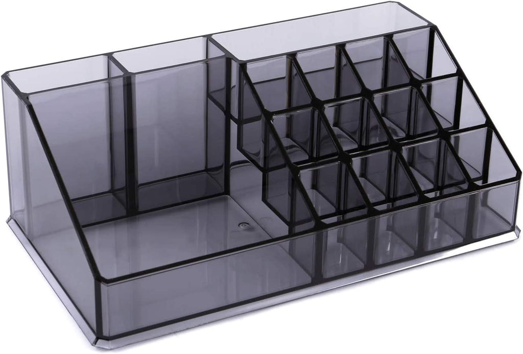 Ikee Design Cosmetics Makeup and Jewelry Storage Case Display, Stylish Bathroom Case Great for Lipstick, Nail Polish, Brushes, Jewelry and More, Overall: 9 1/4"W X 5 3/8"D X 11 5/8"H, Gray