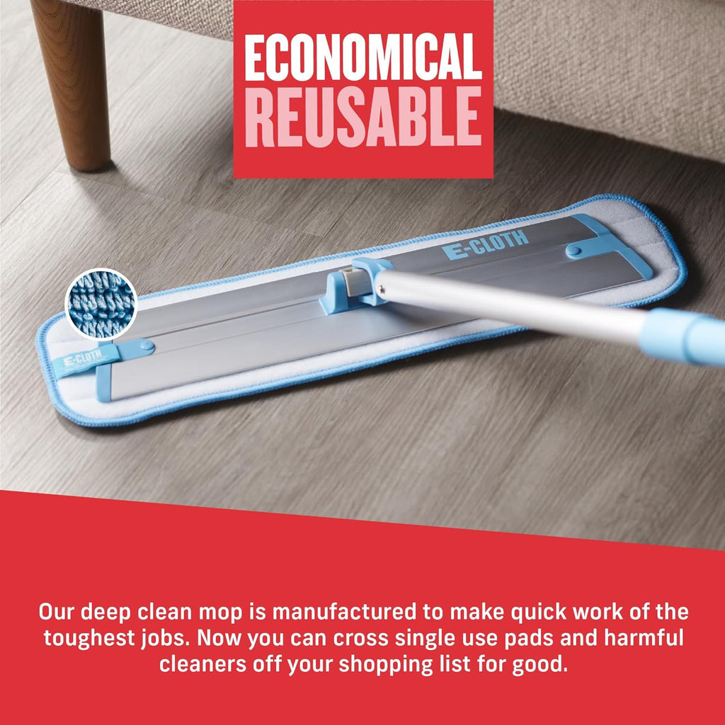 E-Cloth Deep Clean Mop, Microfiber Mop, Perfect Floor Cleaner for Hardwood, Laminate, Tile and Stone Flooring, Washable and Reusable, 100 Wash Promise