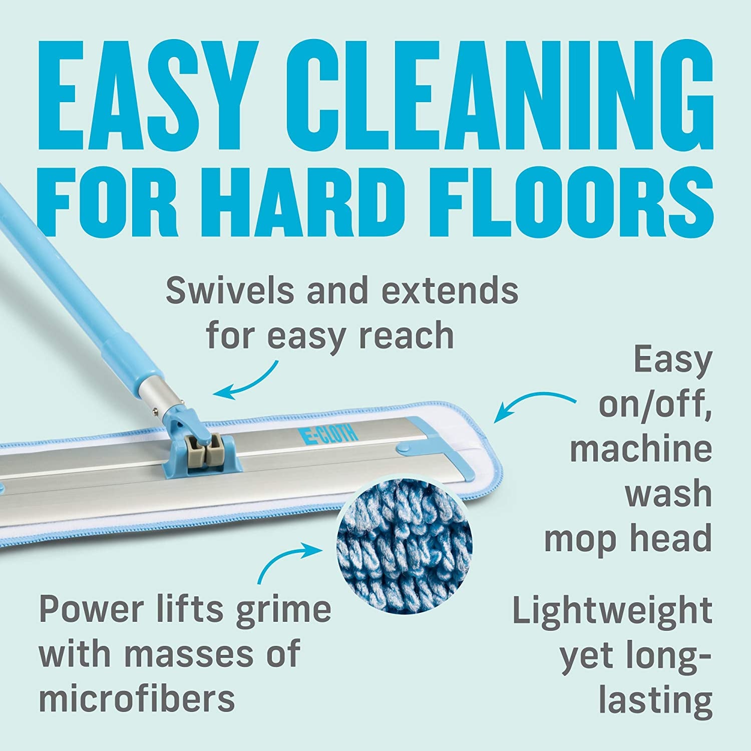 E-Cloth Deep Clean Mop, Microfiber Mop, Perfect Floor Cleaner for Hardwood, Laminate, Tile and Stone Flooring, Washable and Reusable, 100 Wash Promise