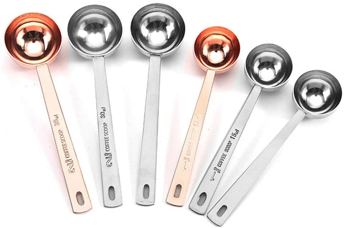 Coffee Scoops, 1 PC 15 ML (1 TPSP) 304 Stainless Steel Tablespoon Long Handle Measuring Tablespoon Fits Container for Ground, Brewing, Milk Brewin (5.7Inches)