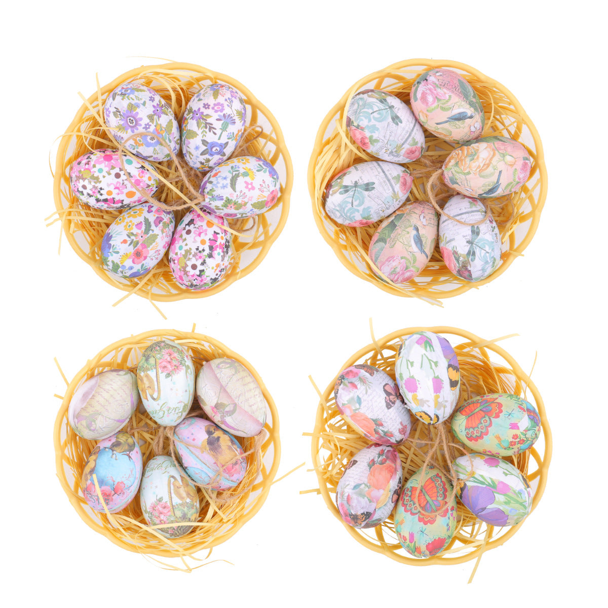 Easter Egg Ornaments Diy Knitted Basket Painted