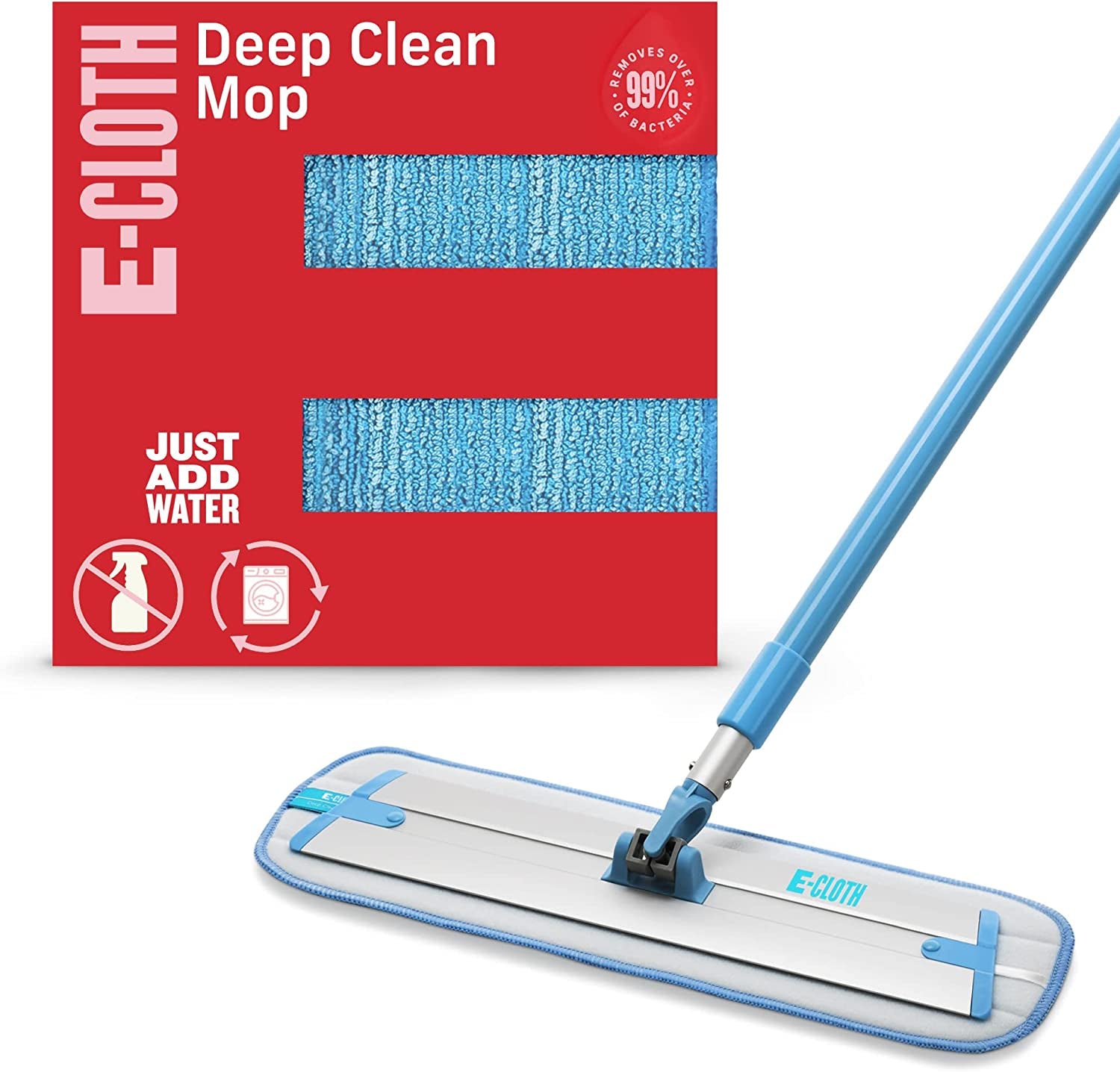 E-Cloth Deep Clean Mop, Microfiber Mop, Perfect Floor Cleaner for Hardwood, Laminate, Tile and Stone Flooring, Washable and Reusable, 100 Wash Promise