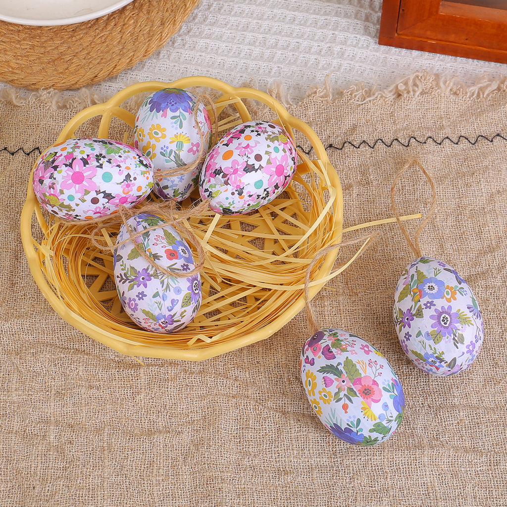 Easter Egg Ornaments Diy Knitted Basket Painted