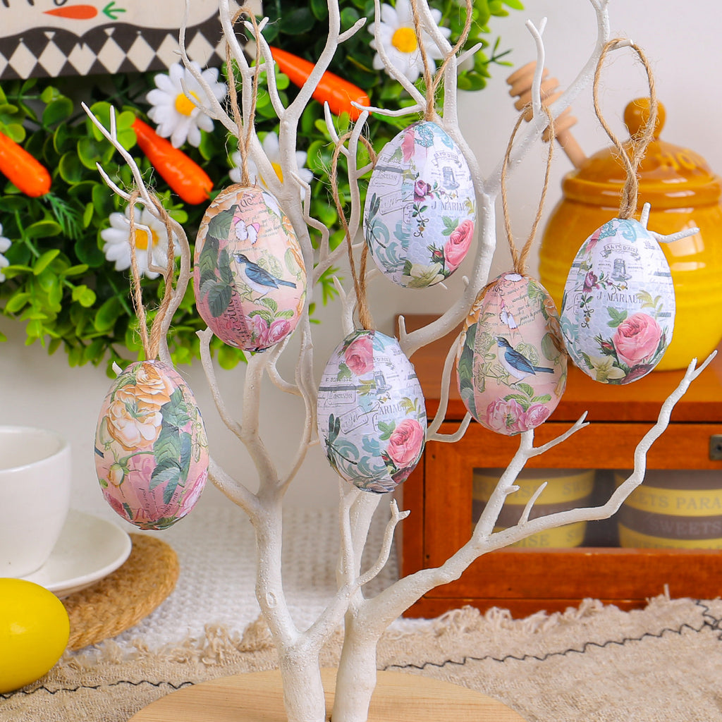 Easter Egg Ornaments Diy Knitted Basket Painted