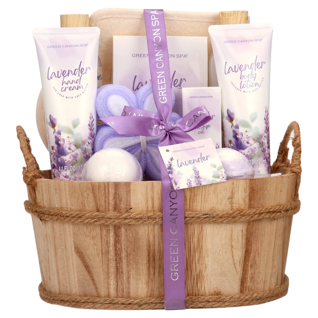 Bath Gift Sets for Women, 11Pcs Lavender Spa Baskets Gift Kits, Relaxing Valentines Day Birthday Gifts for Mom Her